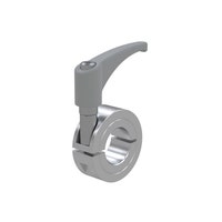 Aluminium quick release semi split shaft collar with light grey zinc die cast indexing lever