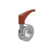 Aluminium quick release semi split shaft collar with orange zinc die cast indexing lever