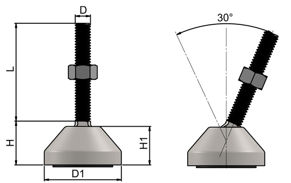 Steel levelling foot 2 inch base