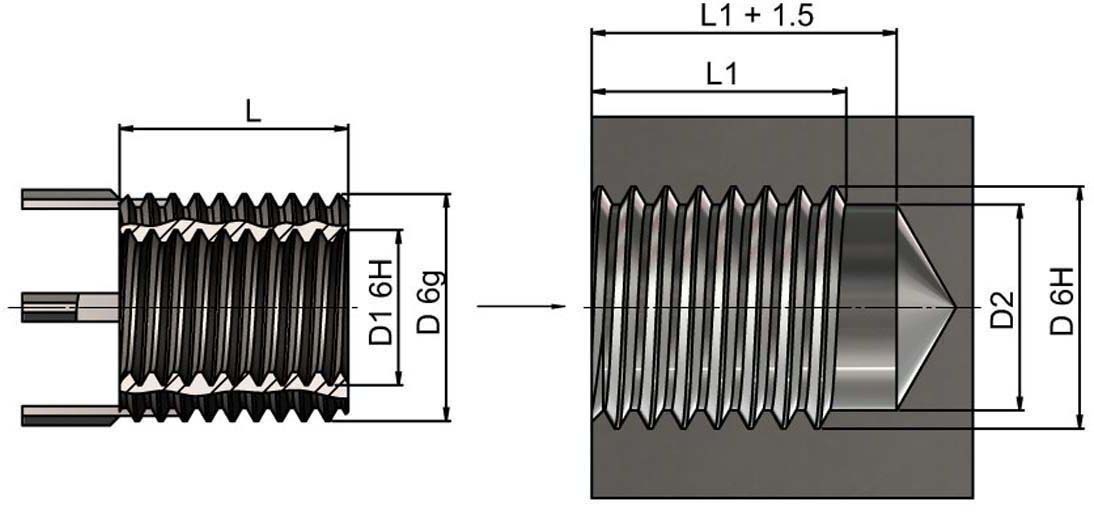 Inserts filetés haute résistance réparation de filetages - acier UNC en pouces