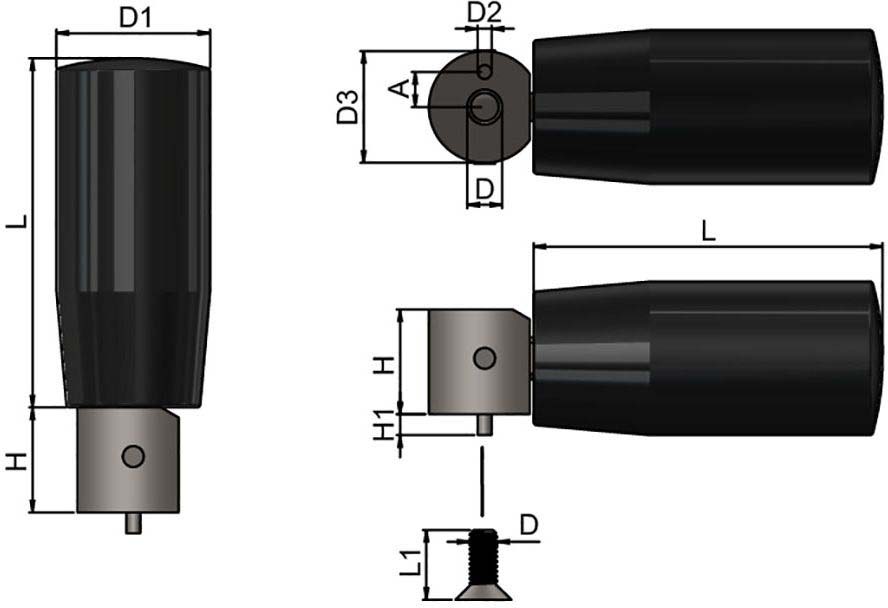 Drehbarer Klappgriff - Duroplast