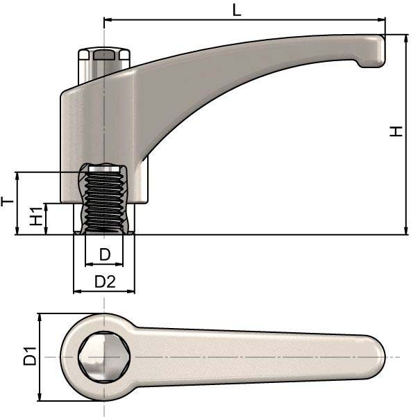 Klemmhebel Edelstahl 316 Innengewinde