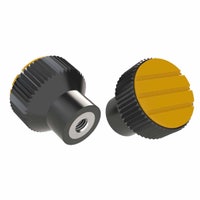 Knurled knob cadmium yellow thermoplastic with Stainless Steel insert